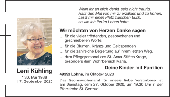 Anzeige von Leni Kühling von OM-Medien