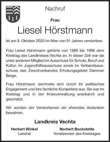 Anzeige von Liesel Hörstmann von OM-Medien