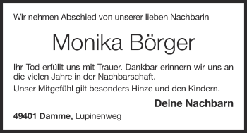 Anzeige von Monika Börger von OM-Medien