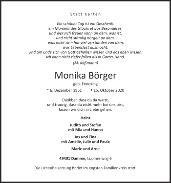 Anzeige von Monika Börger von OM-Medien