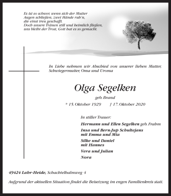 Anzeige von Olga Segelken von OM-Medien