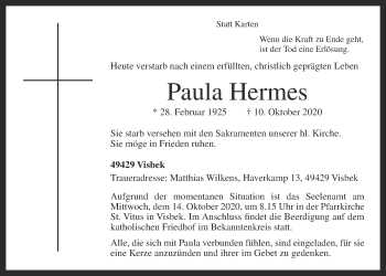 Anzeige von Paula Hermes von OM-Medien