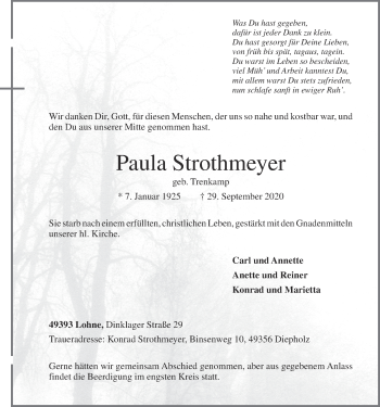 Anzeige von Paula Strothmeyer von OM-Medien