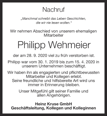 Anzeige von Philipp Wehmeier von OM-Medien