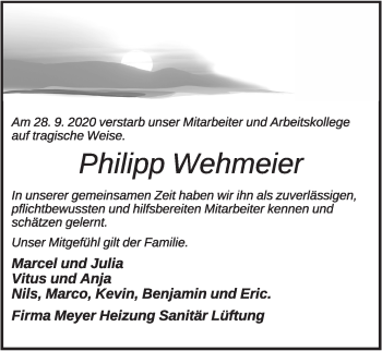 Anzeige von Philipp Wehmeier von OM-Medien