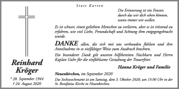 Anzeige von Reinhard Kröger von OM-Medien