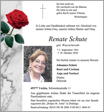 Anzeige von Renate Schute von OM-Medien
