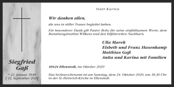 Anzeige von Siegfried Gaß von OM-Medien