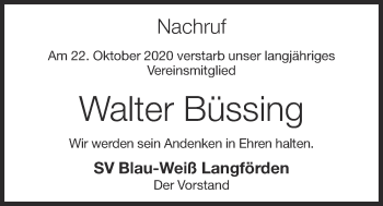 Anzeige von Walter Büssing von OM-Medien