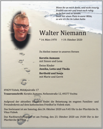 Anzeige von Walter Niemann von OM-Medien
