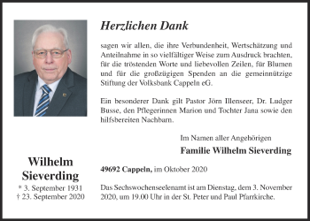 Anzeige von Wilhelm Sieverding von OM-Medien