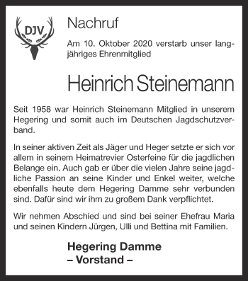 Anzeige von Heinrich Steinemann von OM-Medien