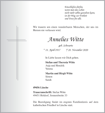 Anzeige von Annelies Witte von OM-Medien