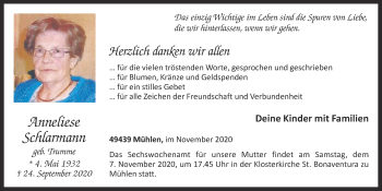 Anzeige von Anneliese Schlarmann von OM-Medien