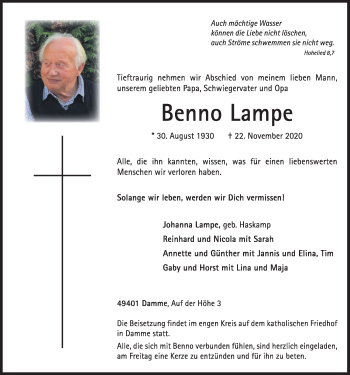 Anzeige von Benno Lampe von OM-Medien