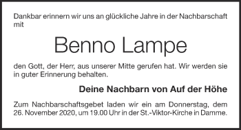 Anzeige von Benno Lampe von OM-Medien