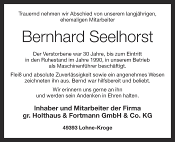 Anzeige von Bernhard Seelhorst von OM-Medien