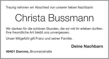Anzeige von Christa Bussmann von OM-Medien