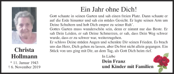 Anzeige von Christa Hollmann von OM-Medien
