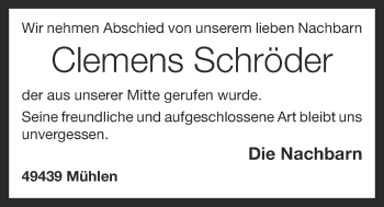Anzeige von Clemens Schröder von OM-Medien
