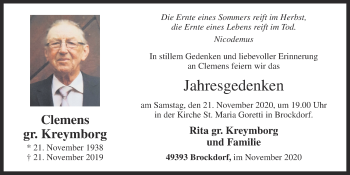 Anzeige von Clemens gr. Kreymborg von OM-Medien