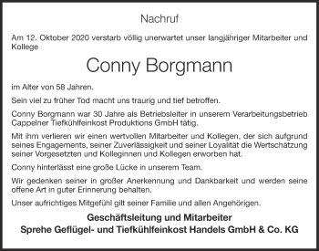 Anzeige von Conny Borgmann von OM-Medien