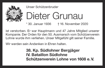 Anzeige von Dieter Grunau von OM-Medien