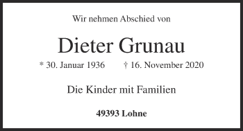 Anzeige von Dieter Grunau von OM-Medien