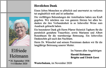 Anzeige von Elfriede Heitmann von OM-Medien