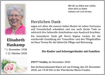 Anzeige von Elisabeth Haskamp von OM-Medien