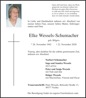 Anzeige von Elke Wessels-Schumacher von OM-Medien