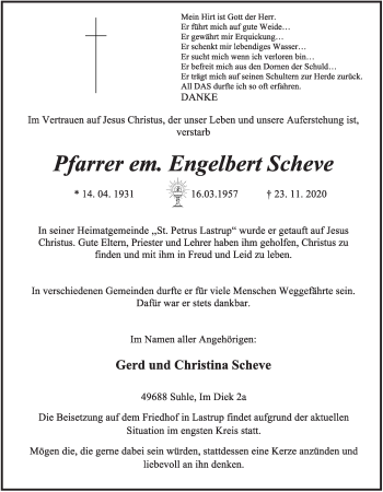 Anzeige von Engelbert Scheve von OM-Medien