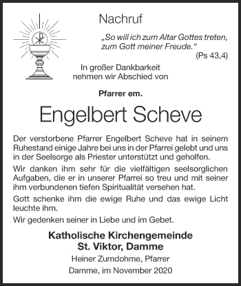 Anzeige von Engelbert Scheve von OM-Medien