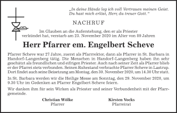 Anzeige von Engelbert Scheve von OM-Medien