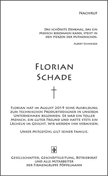 Anzeige von Florian Schade von OM-Medien