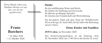 Anzeige von Franz Borchers von OM-Medien
