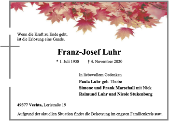 Anzeige von Franz-Josef Luhr von OM-Medien
