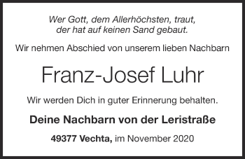 Anzeige von Franz-Josef Luhr von OM-Medien