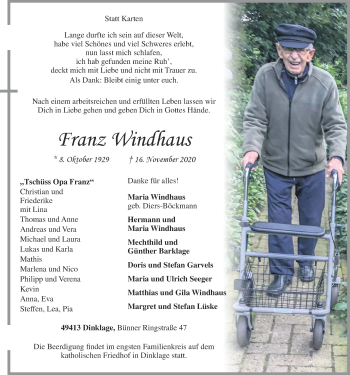 Anzeige von Franz Windhaus von OM-Medien