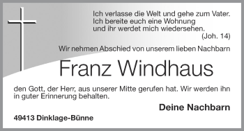 Anzeige von Franz Windhaus von OM-Medien