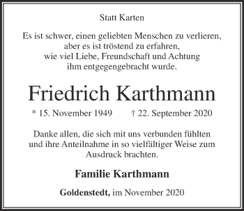 Anzeige von Friedrich Karthmann von OM-Medien