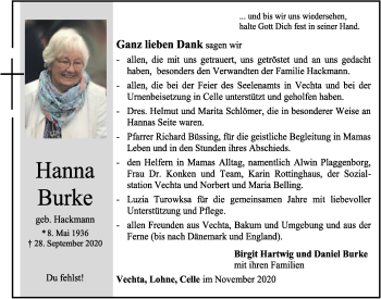 Anzeige von Hanna Burke von OM-Medien