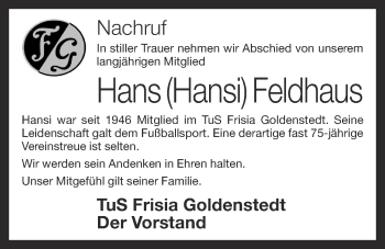 Anzeige von Hans Feldhaus von OM-Medien