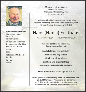 Anzeige von Hans Feldhaus von OM-Medien