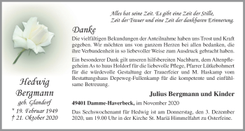 Anzeige von Hedwig Bergmann von OM-Medien