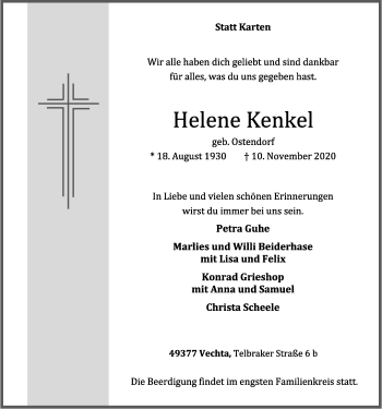 Anzeige von Helene Kenkel von OM-Medien