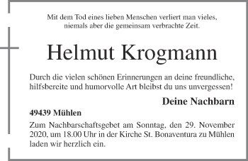 Anzeige von Helmut Krogmann von OM-Medien