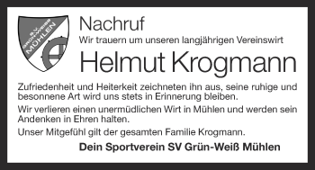 Anzeige von Helmut Krogmann von OM-Medien