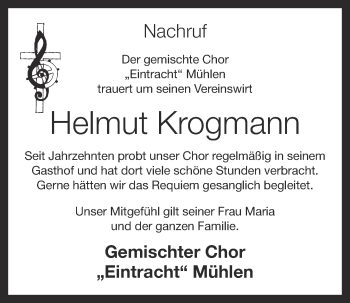 Anzeige von Helmut Krogmann von OM-Medien