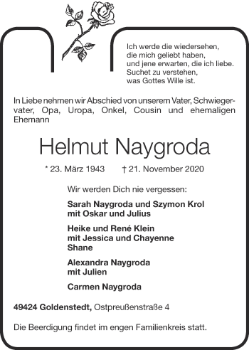Anzeige von Helmut Naygroda von OM-Medien